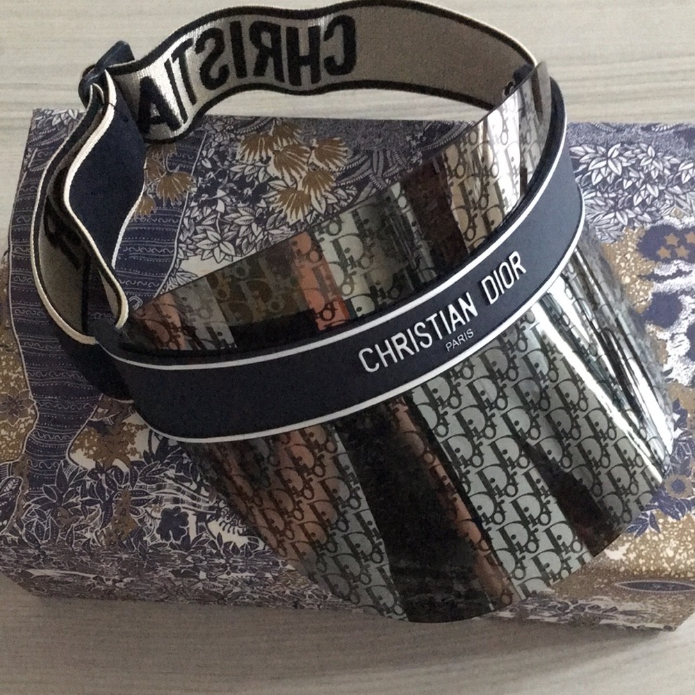 Dior Black and Metallic Logo Visor